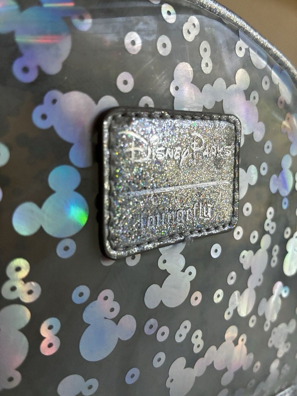 Disney Mickey Mouse confetti Loungefly Clear Bag holographic backpack - Picture 2 of 7